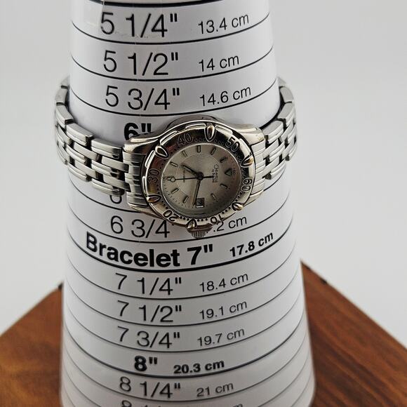 Carvelle By Bulova Silver Tone Date Dial Chronograph Watch Chunky Link Band - Picture 7 of 7